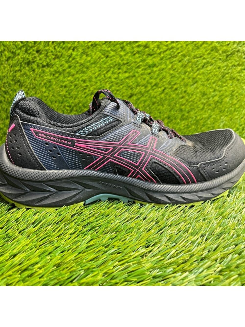 Asics Gel-Venture 9 Womens‎ Size 7.5 Black Pink Athletic Running Shoes Sneakers